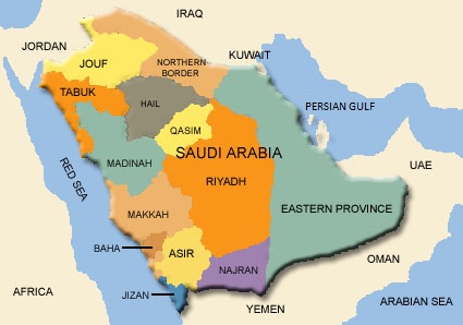 regional map of saudi arabia